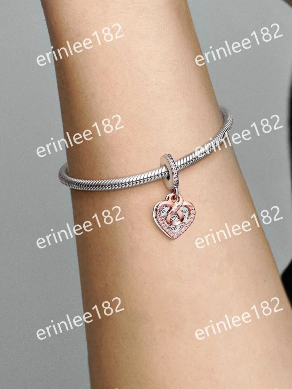 Pandora Two-tone Infinity Heart Double Dangle Charm